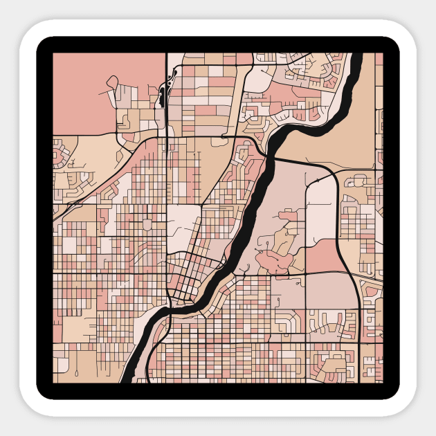 Saskatoon Map Pattern in Soft Pink Pastels Sticker by PatternMaps